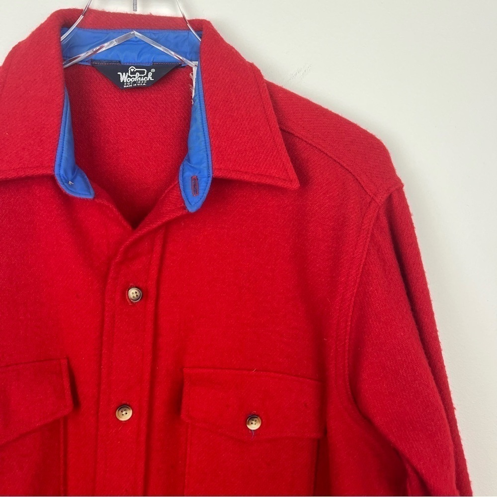 Woolrich Vintage Red Wool Button Front Shirt Usa … - image 4